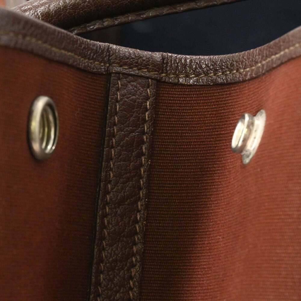 HERMES Garden PM 36 Handbag Tote Bag Toile Officier Canvas Brown - Picture 7 of 13